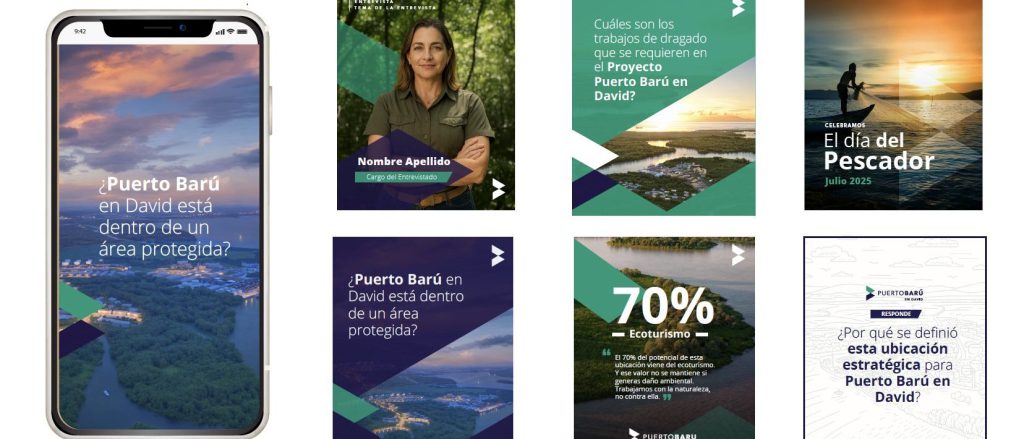 Portada del proyecto Puerto Barú en redes: un sistema visual con identidad