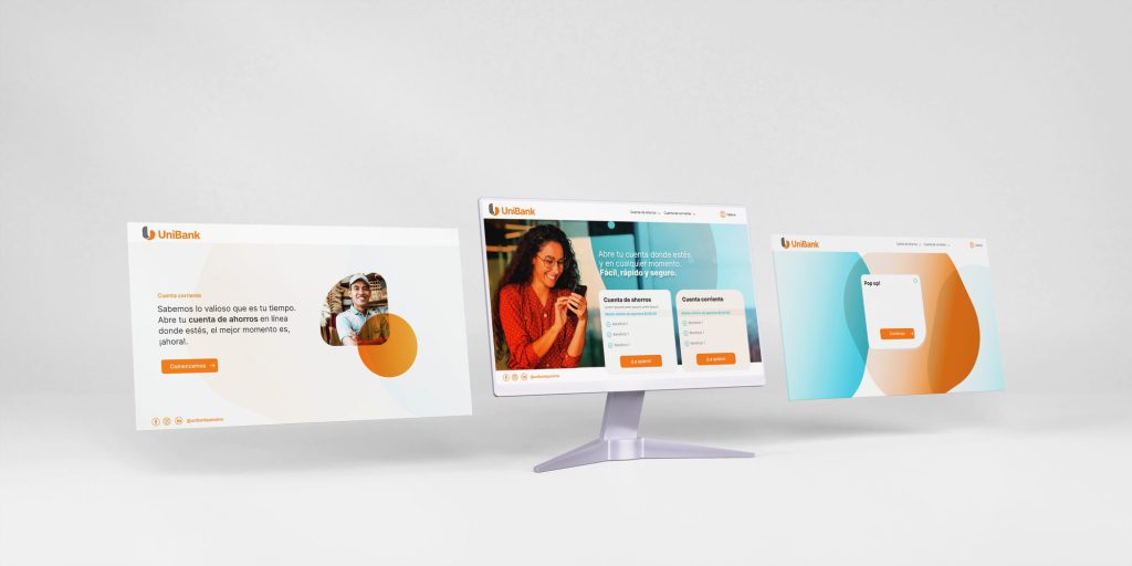 Pantallas del onboarding digital de Unibank